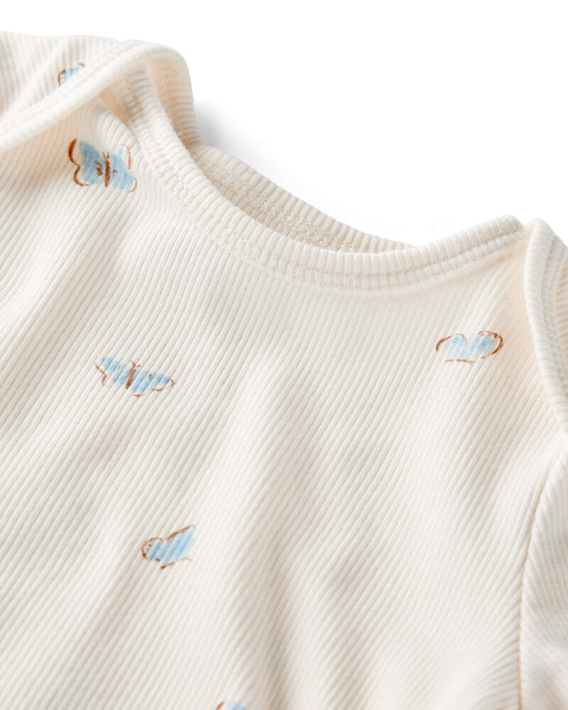 Baby 2-Piece Organic Cotton Ribbed Knit Set in Butterfly Breeze Print, image 2 of 4 slides