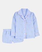 Toddler Bee Print Loose Fit 2-Piece Pyjamas - Blue, image 1 of 3 slides