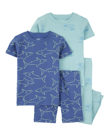 Toddler 4-Piece Shark Surfboard 100% Snug Fit Cotton Pyjamas, 
