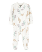 Baby Girl Kangaroo 2-Way Zip Cotton Sleeper pyjamas, image 1 of 3 slides