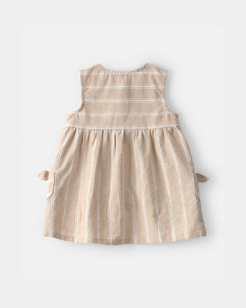 Baby Girl Stripe Sleeveless Dress - Khaki/Ivory, 