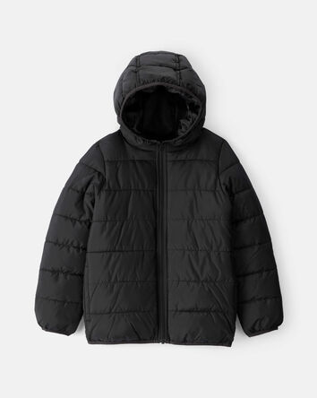 Boys Midweight Packable Puffer - Black, 