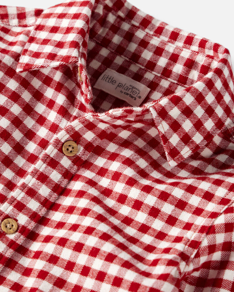 Toddler Boy Organic Cotton Button-Front Flannel Shirt, image 2 of 5 slides