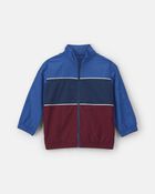 Boys Color Block Zip-Up Jacket - Blue/Burgundy, image 1 of 3 slides