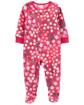 1-Piece Floral Zip-Up Fleece Pyjamas, 