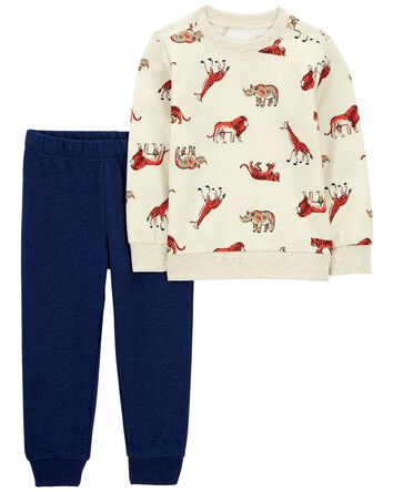 2-Piece Safari Animal Print Pullover & Pant Set, 