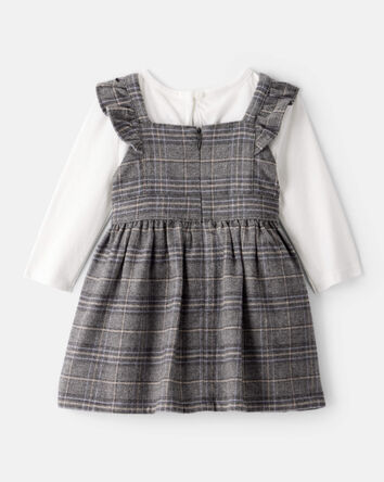 Baby Girl 2-Piece Plaid Long-Sleeve Dress Set, 