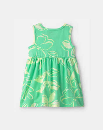 Baby Girl Tropical Floral Sleeveless Dress - Green, 