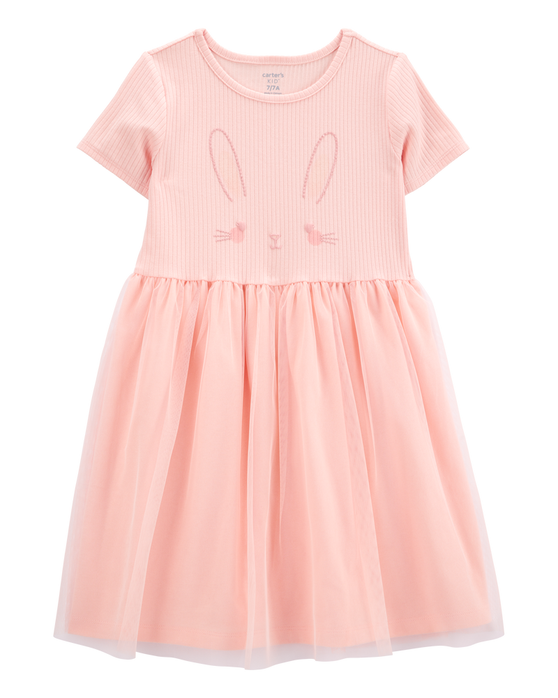 Kid Bunny Tutu Short-Sleeve Dress - Pink, image 1 of 4 slides