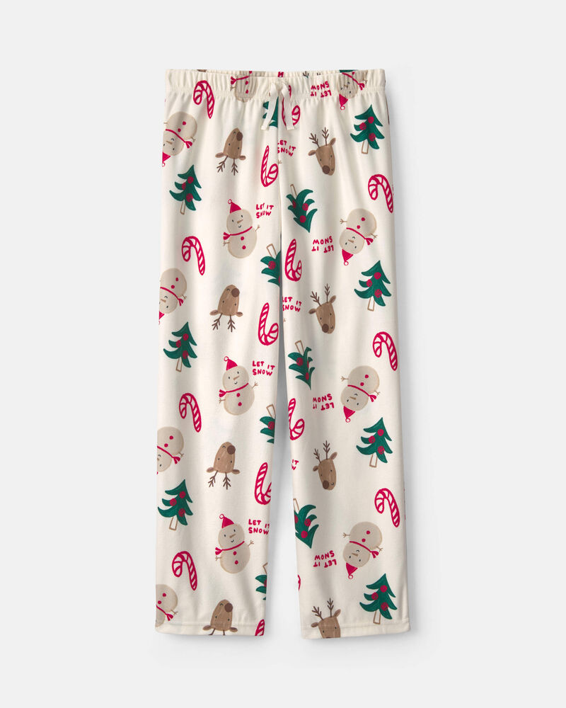 Kids Christmas Icon Fleece Loose Fit Pyjama Bottoms - Cream, image 1 of 4 slides