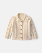 B&eacute;b&eacute; fille - Cardigan &agrave; motif jacquard &ndash; Cr&egrave;me, image 1 sur 6 diapositives