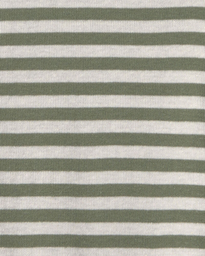 Filles - Haut manches longues en tissu c&ocirc;tel&eacute; &agrave; rayures &ndash; Vert/Blanc, image 2 sur 2 diapositives