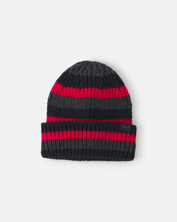 Boys Kombi Stripy Beanie Hat - Red, 
