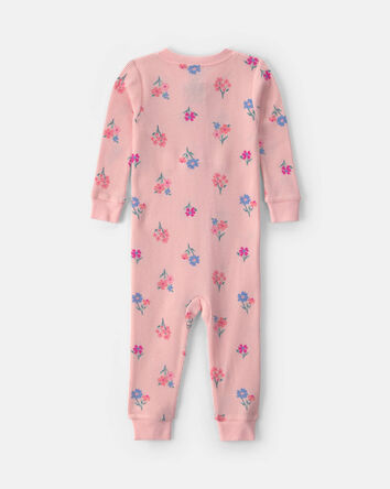 Toddler Girl 1-Piece Floral Thermal Snug Fit Pyjama - Pink, 