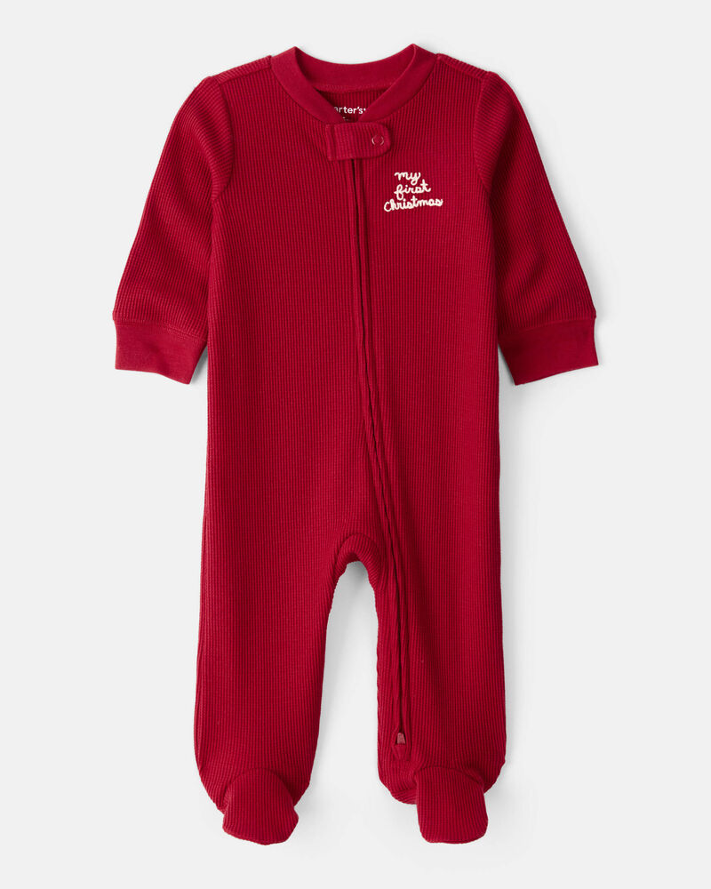 Baby My First Christmas Cotton Sleeper - Red, image 1 of 5 slides
