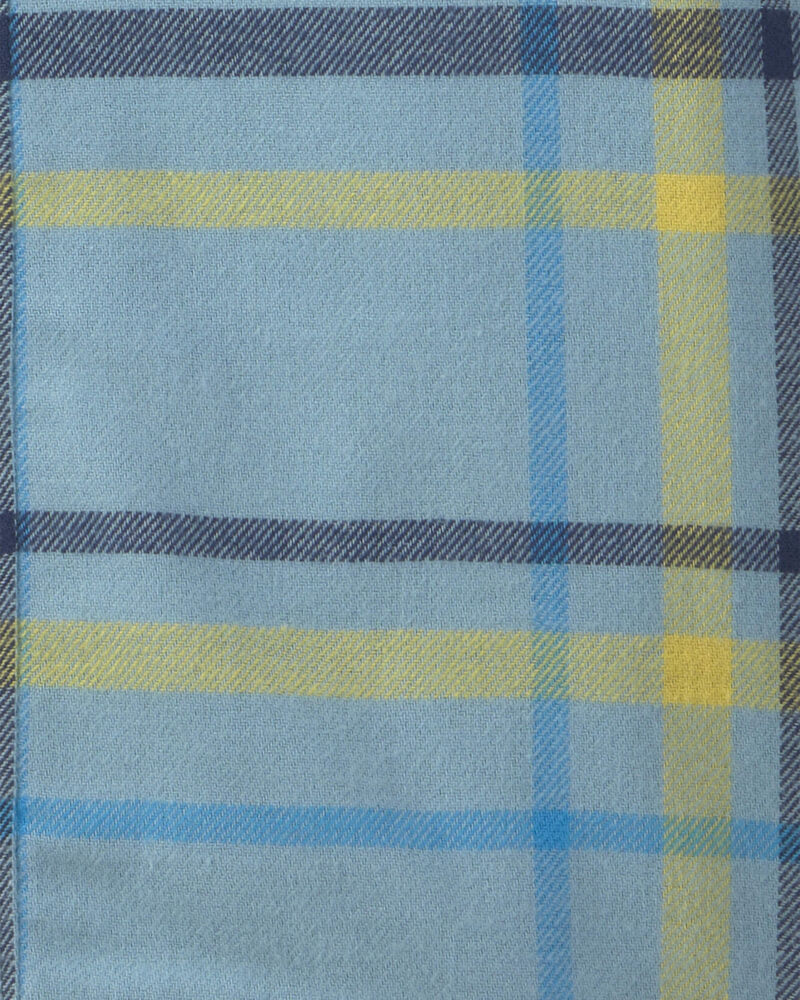 Tout-petit gar&ccedil;on &ndash; Chemise boutonn&eacute;e en flanelle &agrave; carreaux avec capuchon &ndash; Bleu/Jaune/Gris, image 2 sur 2 diapositives
