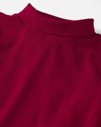 Girls 2-Pack Organic Cotton Ribbed Mock Neck Tops, 