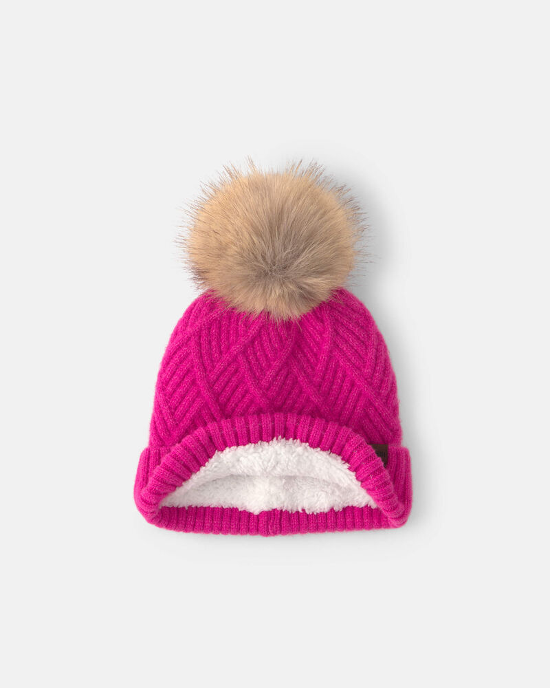 Toddler Girl Kombi Diamond Pom Hat - Pink, image 2 of 3 slides