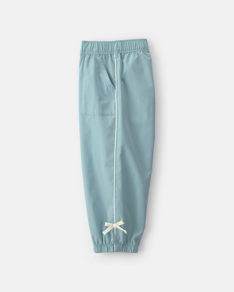 Toddler Girl Bow-Cuff Poplin Joggers - Blue, image 5 of 7 slides