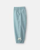 Toddler Girl Bow-Cuff Poplin Joggers - Blue, image 5 of 7 slides