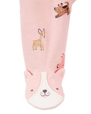 Baby Dog Print 2-Way Zip Cotton Sleeper pyjamas, 