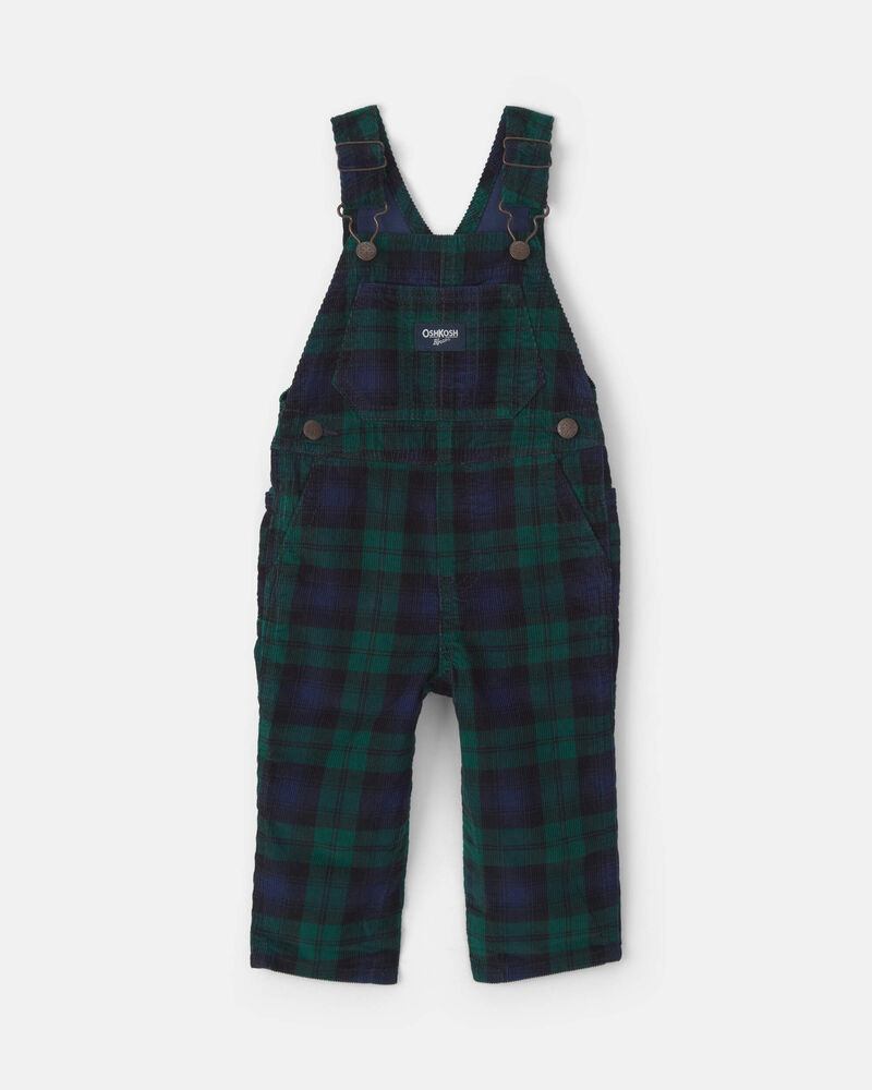 Baby Boy Plaid Corduroy Overalls - Navy Blue/Green, image 1 of 4 slides