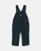 Baby Boy Plaid Corduroy Overalls - Navy Blue/Green, image 1 of 4 slides