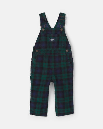 Baby Boy Plaid Corduroy Overalls - Navy Blue/Green, 