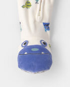 Baby Boy 1-Piece Monster 2-Way Zip DreamPlush Snug Fit Footed Pyjama - Cream, image 3 of 7 slides