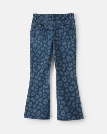 Filles - Jean &agrave; jambe &eacute;vas&eacute;e en denim &agrave; motif l&eacute;opard - D&eacute;lav&eacute; fonc&eacute;, 