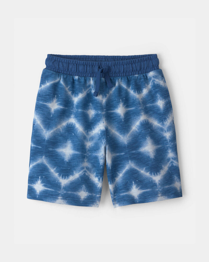 Gar&ccedil;ons - Short en jersey bouclette &agrave; motif g&eacute;om&eacute;trique - Bleu, image 1 sur 3 diapositives