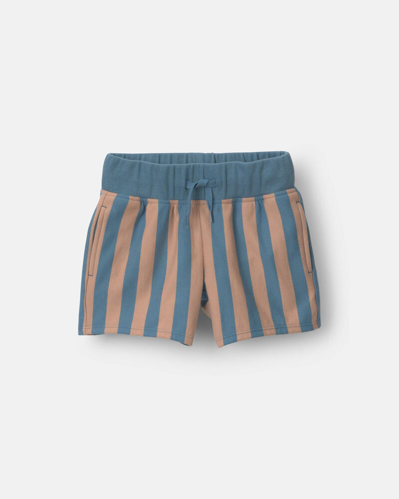 Toddler Boy Long-Line Short in Stripes - Slate/Brown, image 2 of 6 slides