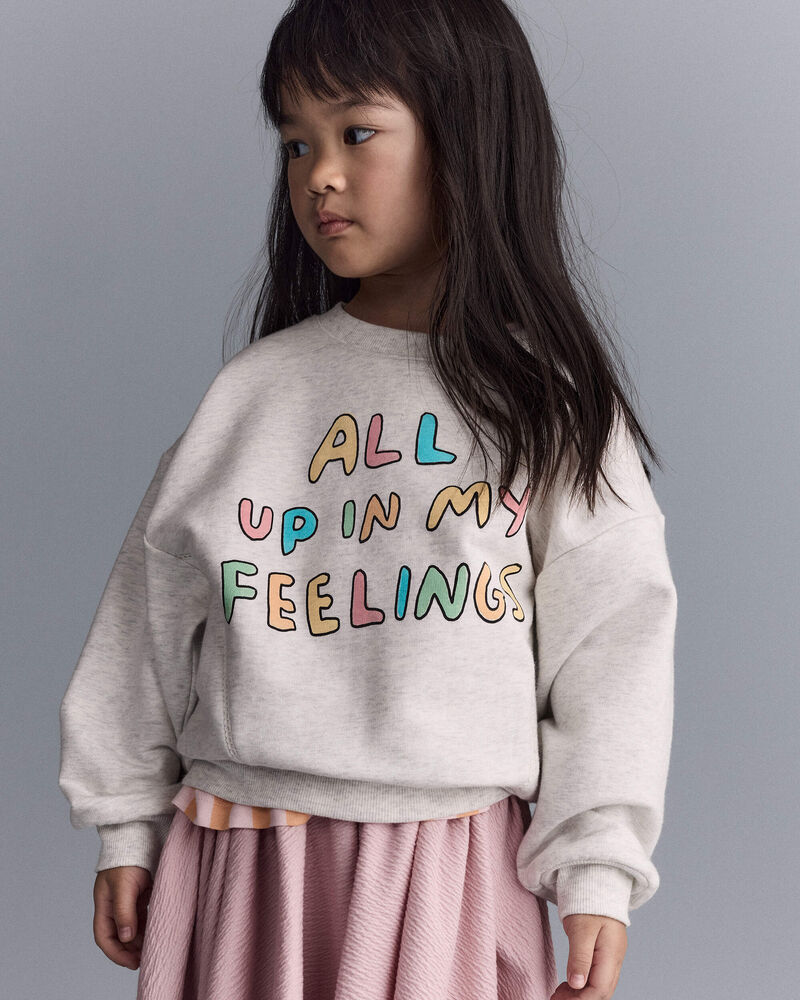 Tout-petit fille - Chandail &agrave; manches larges &laquo;In My Feelings&raquo; - Gris chin&eacute;, image 1 sur 6 diapositives