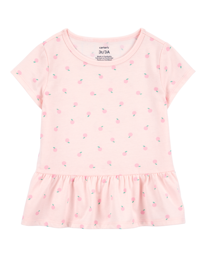 Baby Floral Peplum Short-Sleeve Top - Pink, image 1 of 3 slides