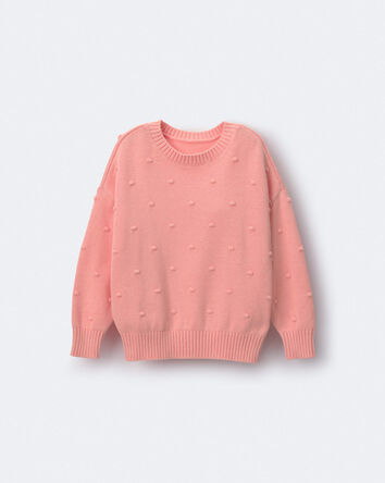 Toddler Girl Popcorn Sweater - Coral, 