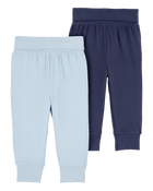 Bébé garçon - Emballage de 2 pantalons à enfiler PurelySoft - Bleu, image 2 sur 7 diapositives