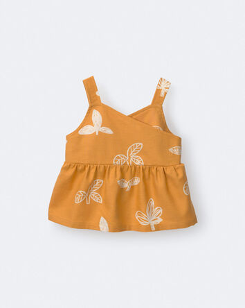 Tout-petit fille - D&eacute;bardeur p&eacute;plum &agrave; imprim&eacute; de plantes &ndash; Jaune moutarde, 