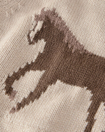 Baby Organic Cotton Horse Sweater Knit Pullover, 