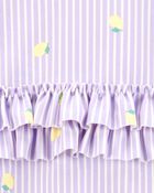 Baby Girl 1-Piece Striped Lemon Ruffle Swimsuit - Purple, image 4 of 6 slides