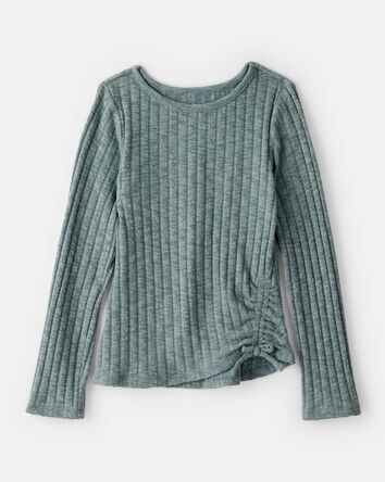 Girls Cinched Rib Top - Green, 