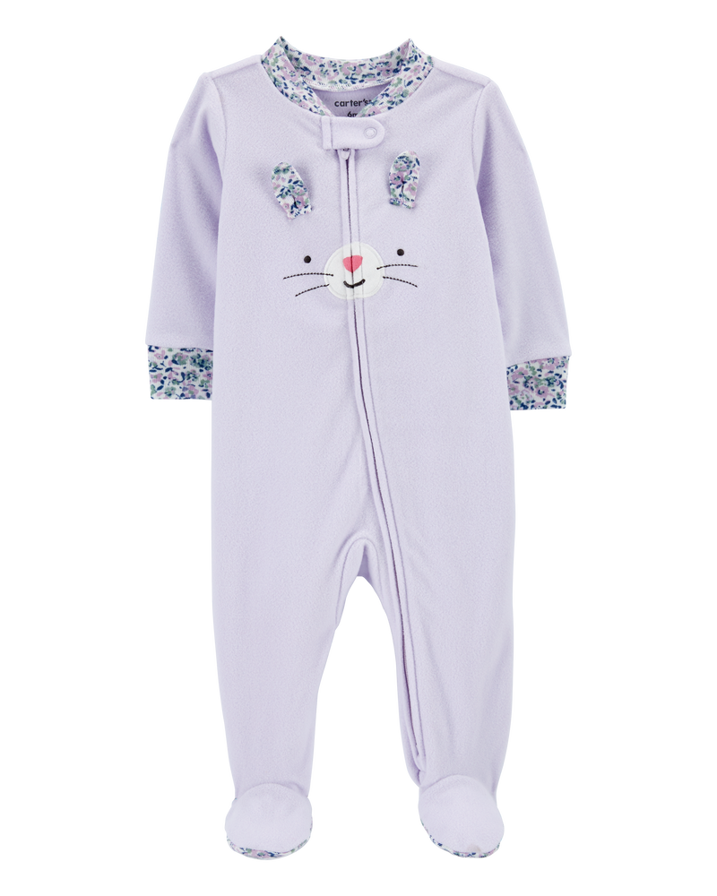 Baby Girls Baby Bunny Fleece Zip Up Footie Sleeper Pyjamas 9M Carter s