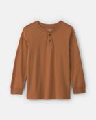 Boys Long-Sleeve Henley T-Shirt - Brown, image 1 of 3 slides