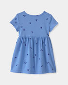 B&eacute;b&eacute; fille - Robe &agrave; manches courtes, coquillages - Bleu, image 2 sur 3 diapositives