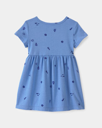 B&eacute;b&eacute; fille - Robe &agrave; manches courtes, coquillages - Bleu, 