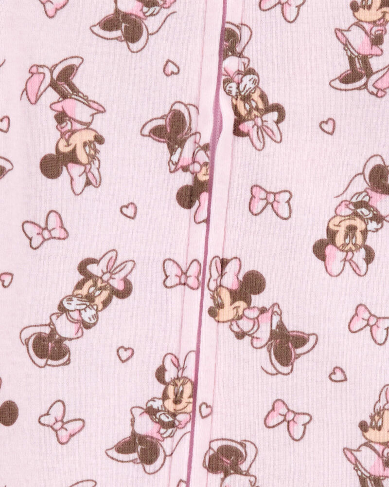 Baby Disney© Minnie Mouse Snug Fit Cotton Footie 1-Piece Pyjamas - Pink, image 2 of 3 slides