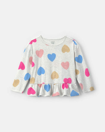 Toddler Girl Heart Long-Sleeve Top - Grey, 