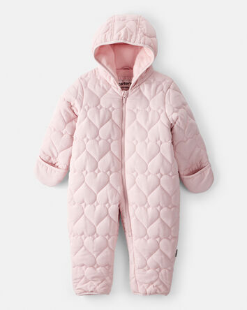Bébé fille - Habit de neige 1 pièce matelassé à motifs de cœurs - Rose, 