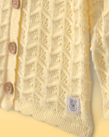 Baby Girl Disney&copy; Winnie the Pooh Pointelle Cardigan with Bear Ears - Yellow, 