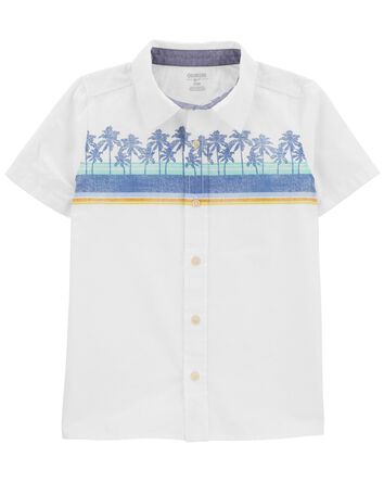 Tropical Print Button-Front Shirt, 
