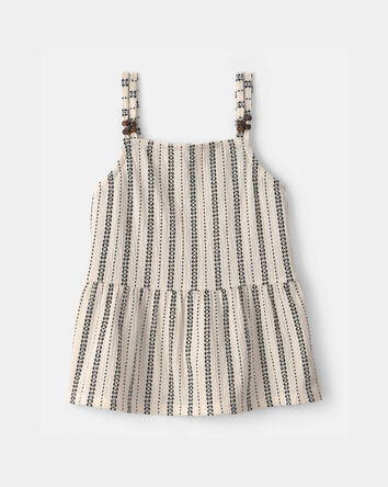 Girls Striped Tank Top - Black/Ivory, 